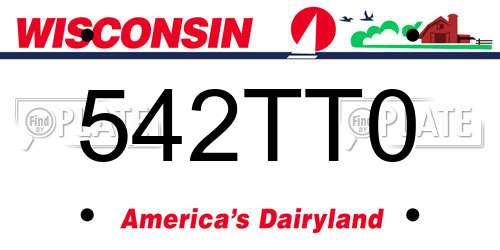 542TT0 Wisconsin License Plate