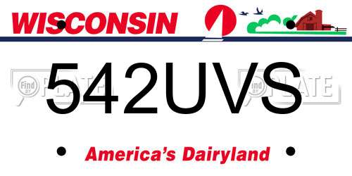 542UVS Wisconsin License Plate
