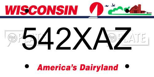 542XAZ Wisconsin License Plate