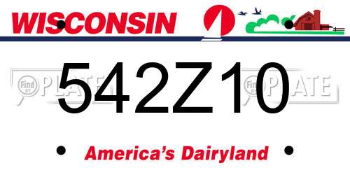 542Z10 Wisconsin License Plate