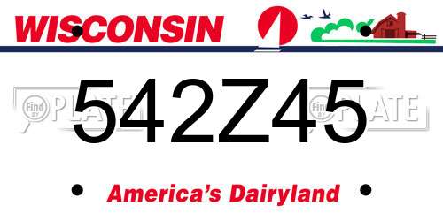 542Z45 Wisconsin License Plate