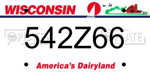 542Z66 Wisconsin License Plate