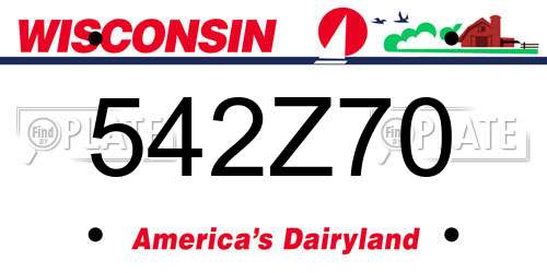 542Z70 Wisconsin License Plate
