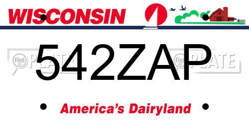 542ZAP Wisconsin License Plate