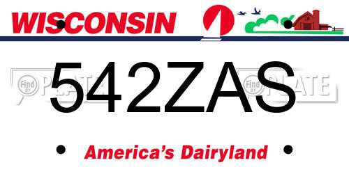 542ZAS Wisconsin License Plate