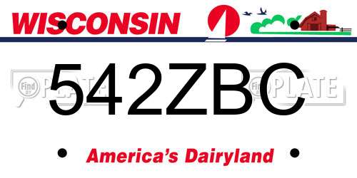 542ZBC Wisconsin License Plate