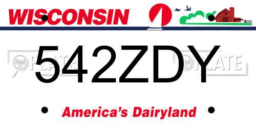 542ZDY Wisconsin License Plate