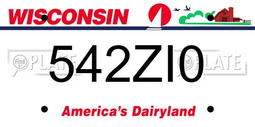 542ZI0 Wisconsin License Plate