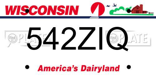542ZIQ Wisconsin License Plate