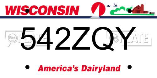 542ZQY Wisconsin License Plate