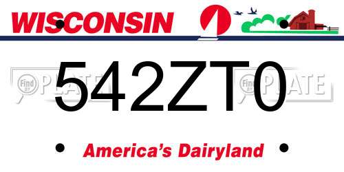 542ZT0 Wisconsin License Plate