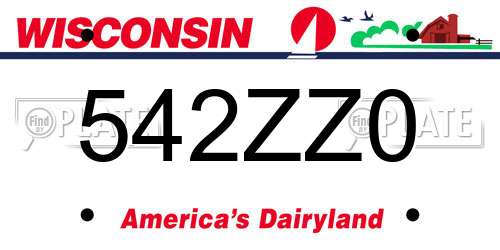 542ZZ0 Wisconsin License Plate