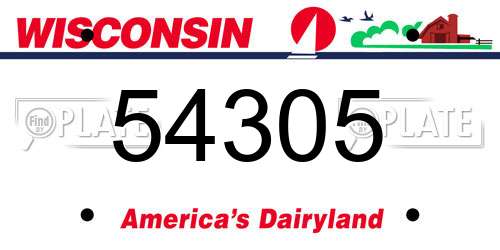 54305 Wisconsin License Plate