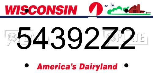 54392Z2 Wisconsin License Plate
