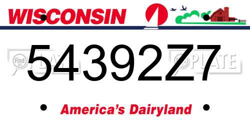 54392Z7 Wisconsin License Plate