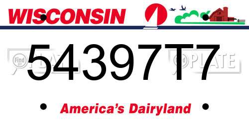 54397T7 Wisconsin License Plate
