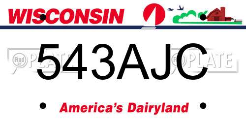 543AJC Wisconsin License Plate