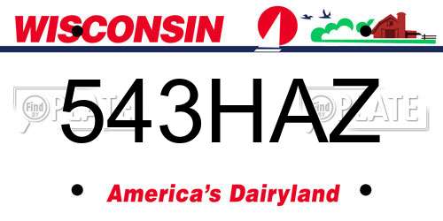 543HAZ Wisconsin License Plate