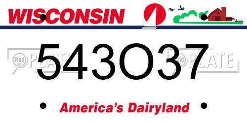 543O37 Wisconsin License Plate