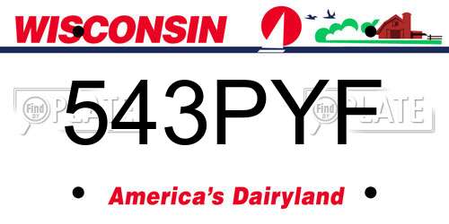 543PYF Wisconsin License Plate