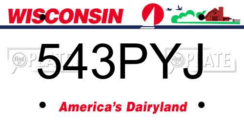 543PYJ Wisconsin License Plate
