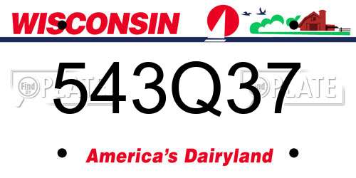 543Q37 Wisconsin License Plate