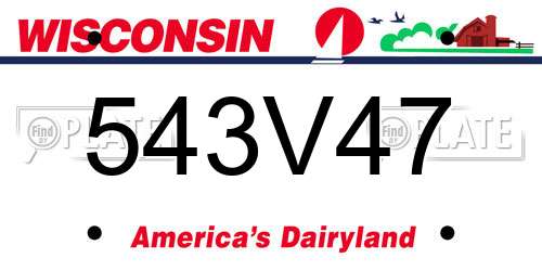 543V47 Wisconsin License Plate