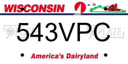 543VPC Wisconsin License Plate