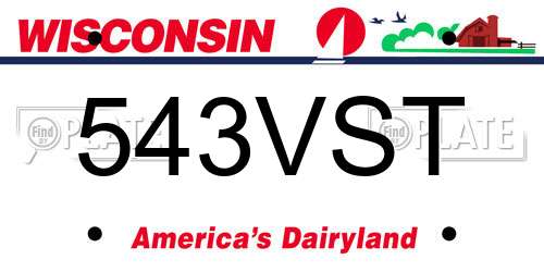 543VST Wisconsin License Plate
