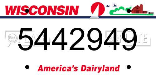 5442949 Wisconsin License Plate