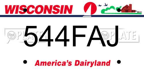 544FAJ Wisconsin License Plate