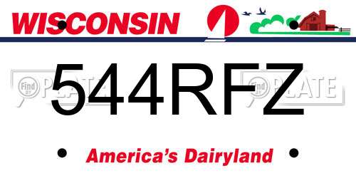 544RFZ Wisconsin License Plate