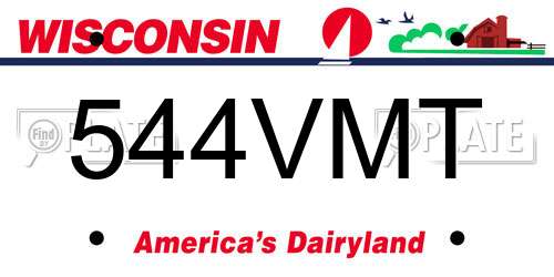 544VMT Wisconsin License Plate