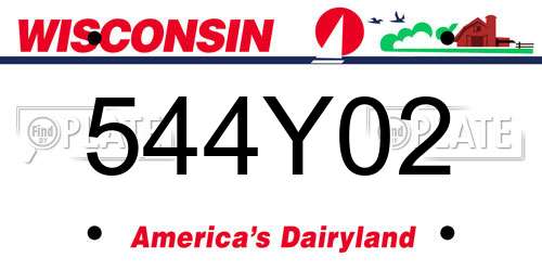 544Y02 Wisconsin License Plate