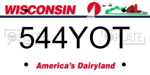 544YOT Wisconsin License Plate