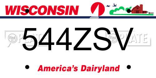 544ZSV Wisconsin License Plate