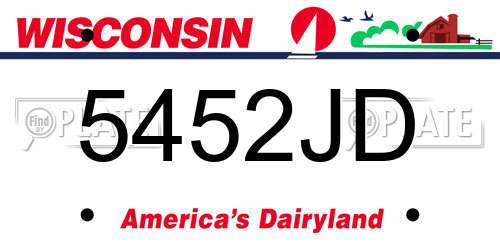 5452JD Wisconsin License Plate