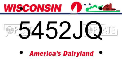 5452JQ Wisconsin License Plate