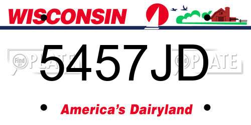 5457JD Wisconsin License Plate
