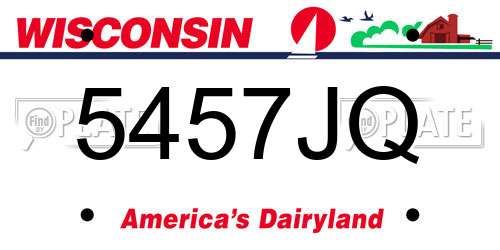 5457JQ Wisconsin License Plate
