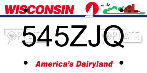 545ZJQ Wisconsin License Plate