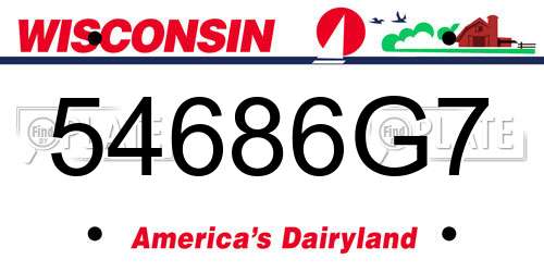 54686G7 Wisconsin License Plate