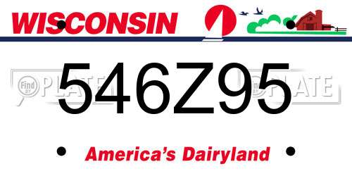 546Z95 Wisconsin License Plate