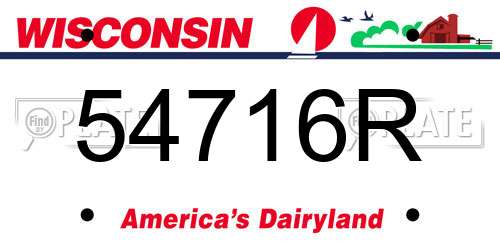 54716R Wisconsin License Plate