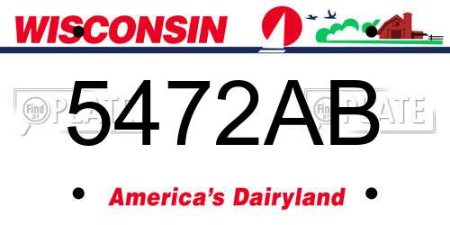 5472AB Wisconsin License Plate