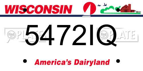 5472IQ Wisconsin License Plate