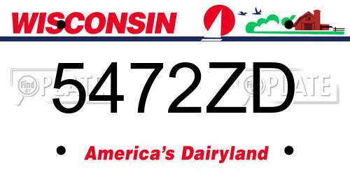 5472ZD Wisconsin License Plate