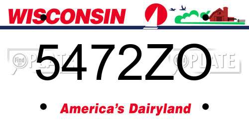 5472ZO Wisconsin License Plate