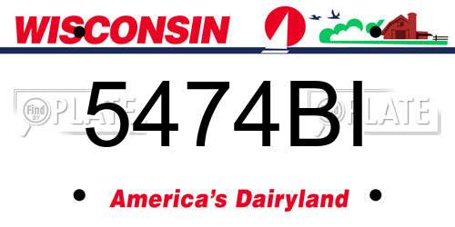 5474BI Wisconsin License Plate
