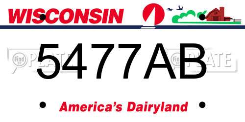 5477AB Wisconsin License Plate